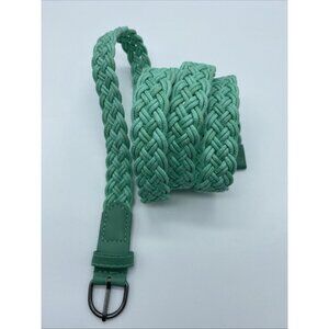 Green Woven Braided Cotton Belt Women's Size L End to End 42"